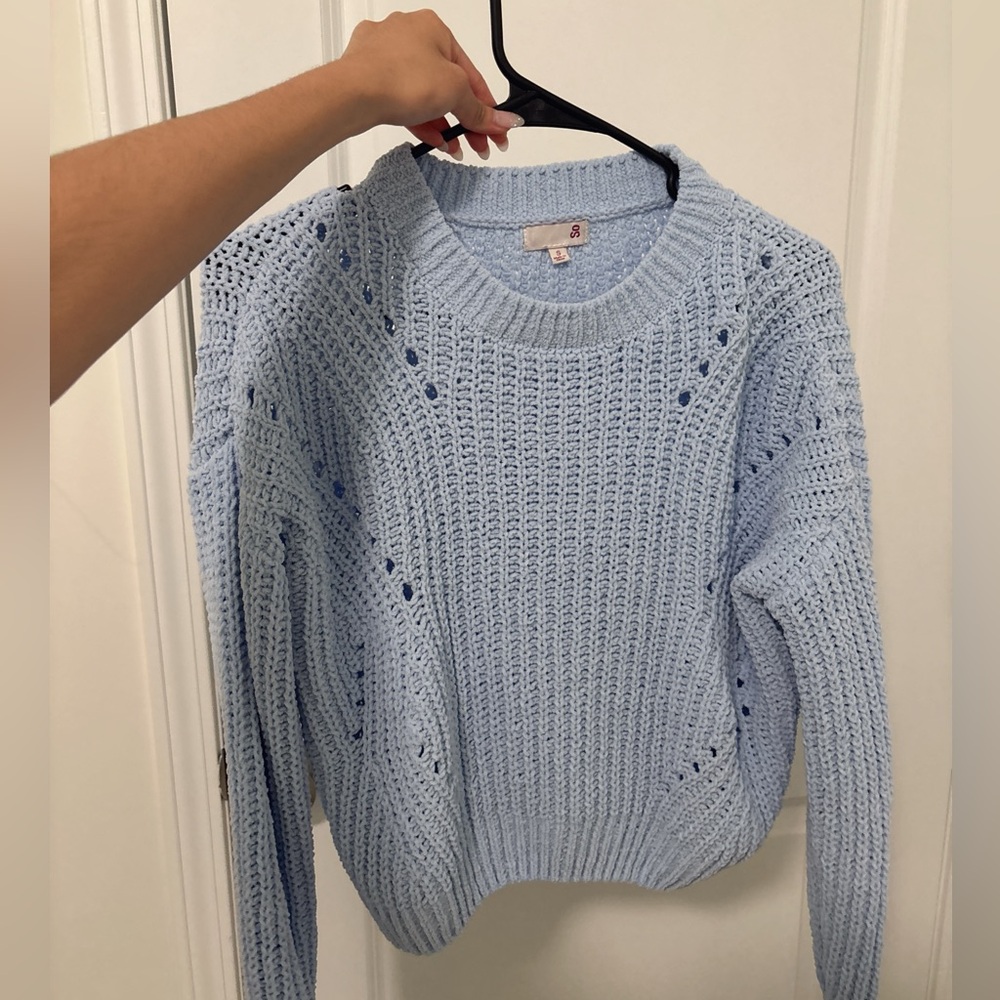 Sky Blue Knit Crew Neck Sweater